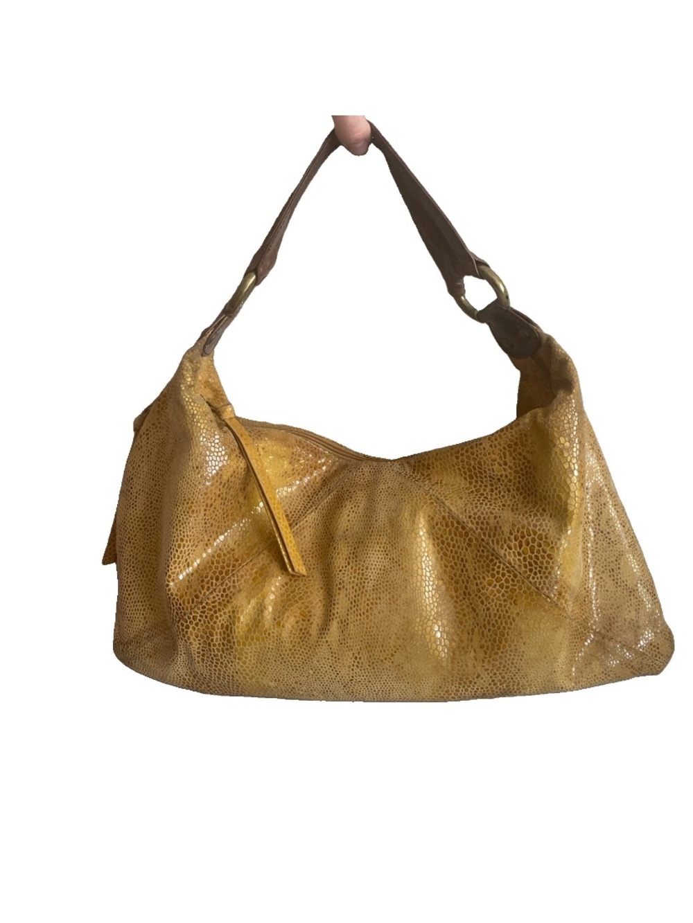 HOBO International Paulette Shoulder Bag With Snake Skin Accents, Leather 18X10